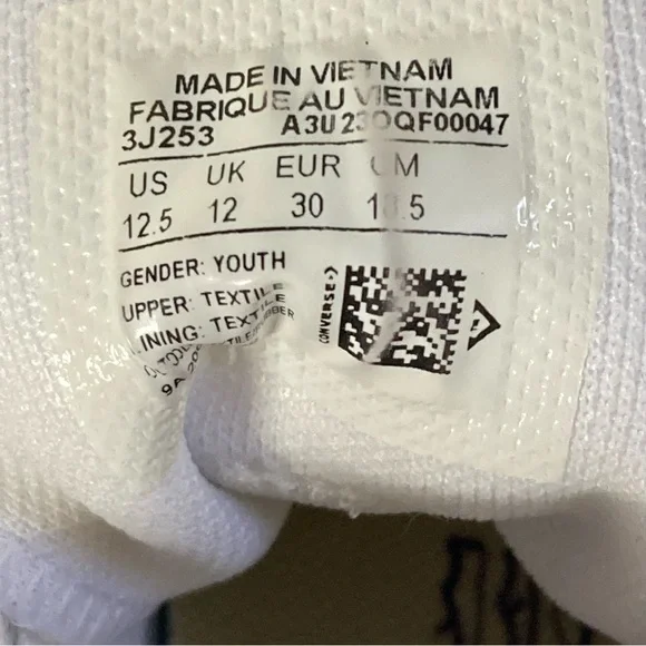 Converse Chuck Taylor All Star White Canvas High-Tops with Red and Blue Accents - Picture 14 of 16